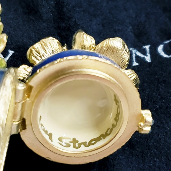 MIB Retired JAY STRONGWATER Handpainted Enamel Swarovski 14k Geranium Box Flora - Picture 4 of 9